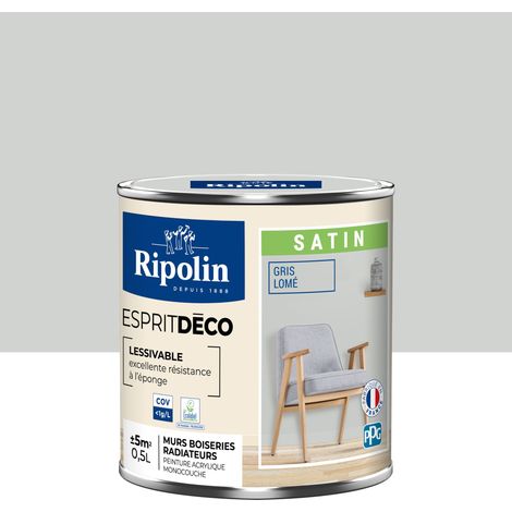 Peinture Murale Toutes Pièces - Satin - 0,5L - Gris Lomé - Ripolin (1/5)