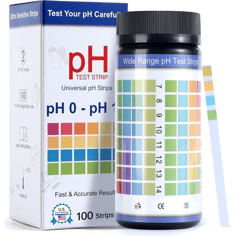 Bandelettes de Test pH 0-14, 100 Pièces, Papier Litmus Universel pour Analyse d'Eau, Liquides, Salive et Urine, Secondes (1/3)