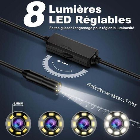 Caméra serpent HD 1920p avec 8 LED pour l'inspection des canalisations (1/4)