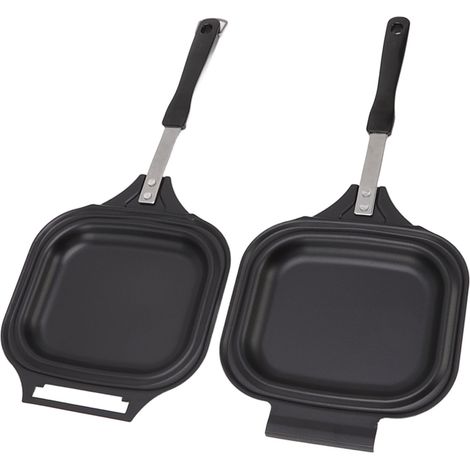 Poêle à frire à double face en fonte, facile à nettoyer et à chauffe uniforme, idéale pour les restaurants et la maison. (1/5)