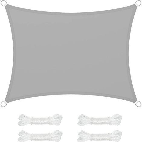 Voile d'ombrage 3 x 4 m, imperméable, avec Une Colonne d'eau de 665 mm, Protection Solaire en Polyester indéchirable, Protection UV 93%, pour terrasse, Jardin, Balcon, rectangulaire, Cordes (1/5)
