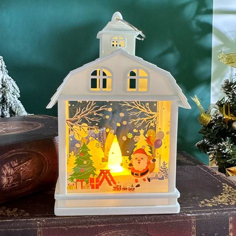 Lanterne du Père Noël 1 pièce, lanterne de Noël avec bougie LED, adaptée à la décoration de la maison de Noël, lumière chaude (piles incluses) (1/5)