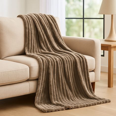 Coperta plaid natalizio colorato a righe, per letto e divano da 170 x 130 cm -Verde (1/5)