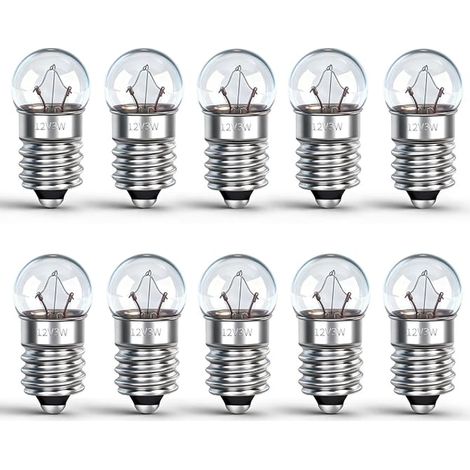 amp(Caldarax - brand) Ampoules E10 DC 12V 0.25A, Blanc Chaud 3000K, E10 Petit Culot à Vis, Miniature Ampoules pour Lampe Torche, Expériences Électriques, Crèche de Noël, Voyant de Signalisation (1/2)