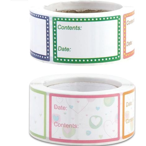 Etiquetas autoadhesivas para alimentos de 2,5 x 4 cm, 2 rollos, 400 unidades, recordatorios de fecha para congelador. (1/5)