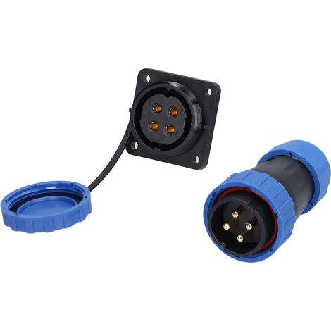 Connecteur Carré IP68 4 Trous Prise Aviation 250V 45A pour Câble Broche LP284 Étanche (1/5)