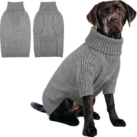 Jersey de cuello alto de manga larga para perros (también apto para teckels, bulldogs franceses, galgos y corgis) - gris claro - talla XXL (1/5)