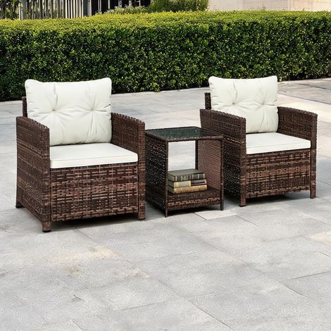 Mobilier de jardin en rotin en pE-Rattan acier 65 x 62 x 75 cm (1/5)