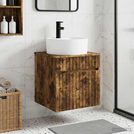 vidaXL Mobile lavabo da parete Rovere Fumo 49 x 44,5 x 65 cm