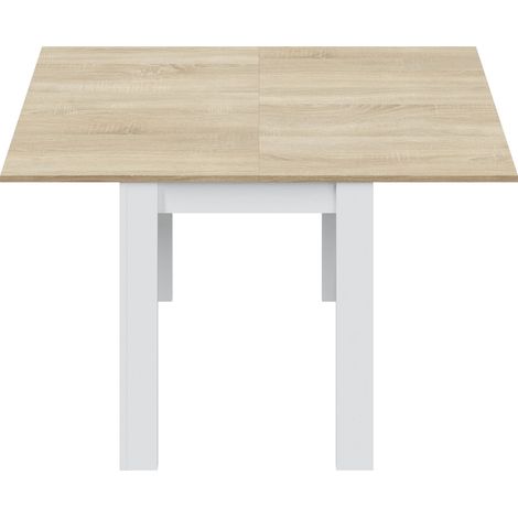 Tavolo Quadrato Allungabile Ausiliario Estensibile Design Moderno Stabile A Libro Da 67 A 134 Cm Con Piedini Antigraffio Bianco E Rovere