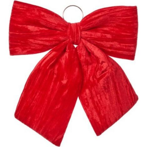 44cm Red Luxurious Velvet Hanging Christmas Bow Decoration