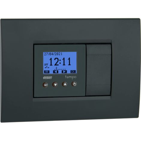 Interrupteur numérique pour Programmation horaire ou astronomique, minuterie pour Stores, lumières, portails, Installation boîte encastrée (2 modules), Blanc/Gris