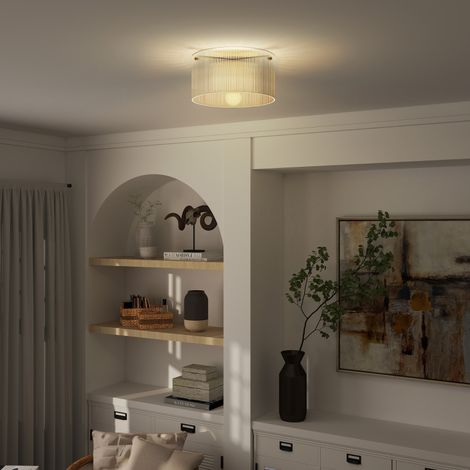 Plafonnier avec abat-jour en acrylique, en métal, compatible halogène et LED (1/4)