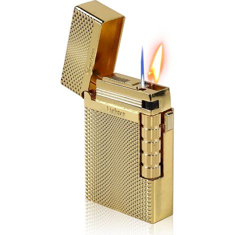Briquet Portable de Style Rétro: Recharge Gaz Briquet Mode Flamme Commutable, Cadeau pour Homme Femme, Camping, Outdoor (Vendu sans Gaz, Or) (1/5)