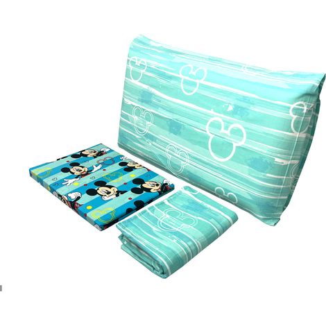 Completo Lenzuola Disney In 100% Cotone Letto Singolo Mickey Mouse