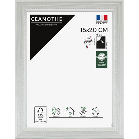 Cadre Photo Gris clair 15x20 cm et 20x15 cm – Convient au A5 et A6 - Cadre Photo bois Gris FSC effet patiné - Cadre Photo Perle Gris clair 15x20 cm - Fabriqué en France - Verre acrylique Incassable (1/5)