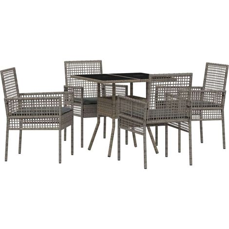Maison Exclusive - Garten Essgruppe 5 pcs Grau Poly-Rattan