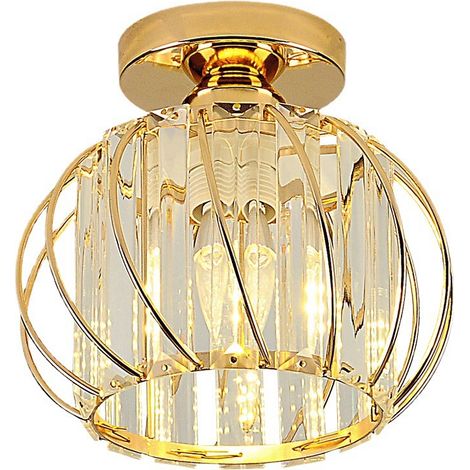Modern LED crystal ceiling light, mini semi-recessed ceiling light, suitable for living rooms, bedrooms, entrances and hallways (gold). (1/5)