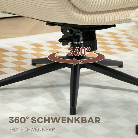 Fauteuil pivotant rembourré avec repose-pieds, inclinable moderne pour salon, chambre, bureau, beige (1/4)