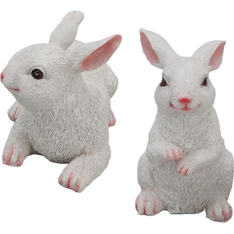 paire de décorations en résine représentant des lapins, sculptures et statues d'animaux pour balcon ou jardin. (1/5)