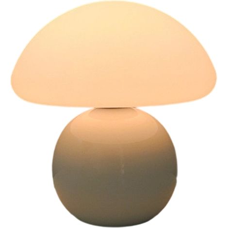 1 Lampe de table champignon, base céramique, abat-jour verre, gradable, chambre salon (1/5)
