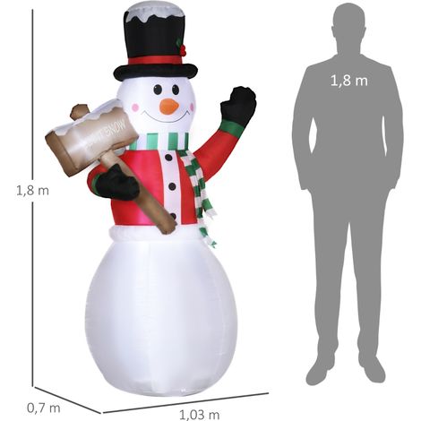 Bonhomme de neige gonflable Santa Claus 1,80 m, décoration Noël extérieure avec soufflerie, multicolore (1/5)