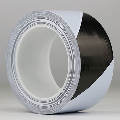 Hazard Ruban De Signalisation 48Mm X 33M, Signal Universel Ruban Adhésif De Marquage Et D'avertissement – Balise Et Signalise Les Zones Dangereuses(Blanc et Noir) (1/5)
