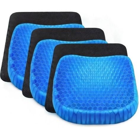 Set 3 Pezzi Cuscino Gel per Sedute Prolungate 37x30x4 cm Ergonomico (1/5)