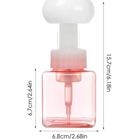 Distributeur de savon liquide 250ml en plastique fleur, pompe moussante vide, flacon réutilisable pour voyage, rose translucide (1/5)