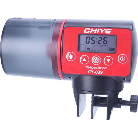 Mangeoire automatique pour poissons d'aquarium, anti-humidité, distributeur de nourriture électrique automatique pour poissons, pour les vacances et le week-end (rouge) (1/5)