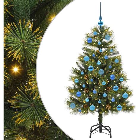 Sapin de Noël，Arbre de Noël artificiel avec branches pliables et cônes 150 cm CFW84153 (1/5)