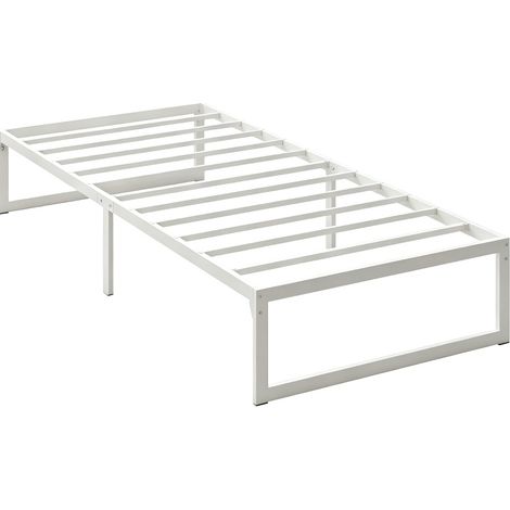 CHICFURN Estructura de cama 90x200 cm de metal blanco con almacenaje, sin cabecero (1/5)