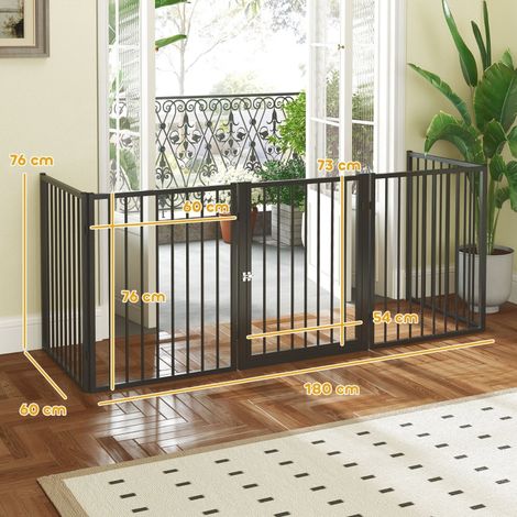 Parc pour animaux noir cinq panneaux pliable transportable, enclos sécurisé modulable pour chiens lapins petits animaux chez vous (1/4)
