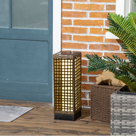 Lampada solare da esterno 15,5x15,5x46 cm in rattan sintetico sabbia LED IP44 (1/5)