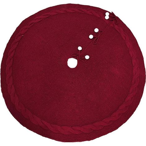 Jupe de sapin de Noël de 122 cm (48 pouces), grande jupe de sapin ronde pour sapin de 1,80 à 2,40 m (6 à 8 pieds), décoration rouge (1/5)