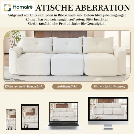 Canapé en velours côtelé beige 200 x 90 cm HOMAIRE (1/5)