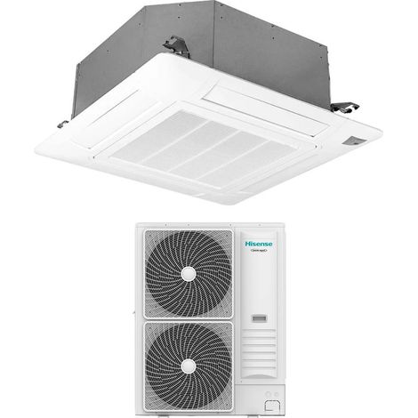 hisense inverter aire acondicionado cassette serie turbo 48000 btu auc140ur4rkc8 + auw140u6rn8 r-32 wi-fi opcional con mando a distancia y panel incluido