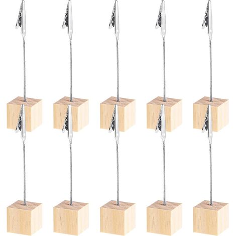 Porte Photo 20pcs, Mémo et Porte-clips Message, Porte Photo Mémo Clip Avec Pince Crocodile et base en Pin, Pince Porte Nom Pour la Décoration de Bureau, Mariage, Fête, Maison