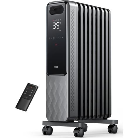 Dreo OH310 - Radiatore ad olio a risparmio energetico, 2000 W, con 9 nervature con telecomando, 3 livelli di riscaldamento, 4 modalità, timer 24 ore, protezione contro il surriscaldamento, radiatori, (1/5)