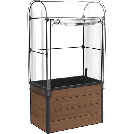 Serre en érable, Marron, dimensions 104 x 71 x 34,5 cm, idéale pour les salades, les fleurs ou les herbes aromatiques, également pour le balcon, la terrasse ou le jardinage en ville (1/5)