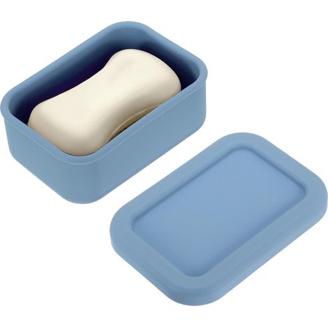 Porte-savon de voyage en silicone, 12 x 8,5 x 4,5 cm, avec tapis de drainage en PVC étanche. (1/5)