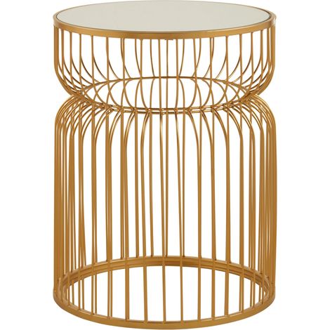 Premier Housewares Avantis Gold Metal Wireframe Round Side Table (1/4)