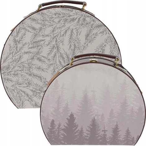 Home-Styling-Collection Set di scatole decorative grigie motivo boschivo