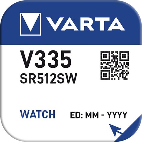 Knopf-Batterie Sr512sw - V335 Varta 100mAh (Blister 1 Stück) ø5,8x1,25mm