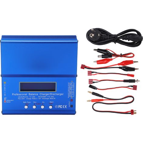 IMAX B6AC 80W Balancer-Ladegerät für LiPo-, Li-Ion- und NiMH-Akkus mit LCD-Bildschirm und 100–240V EU-Netzteil