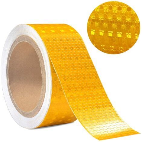 Reflective Tape, 10m x 5cm, High Intensity Reflective Warning Tape, Honeycomb Pattern, Waterproof Safety Reflective Tape for Vehicles, Trailers and Bicycles (Yellow) (1/5)