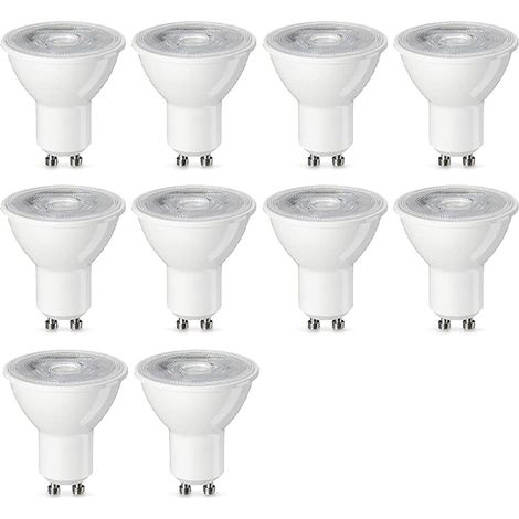 Basics Lot de 10 ampoules spot LED GU10 4,7 W (équivalent 50 W) Blanc Chaud Intensité non variable (1/3)