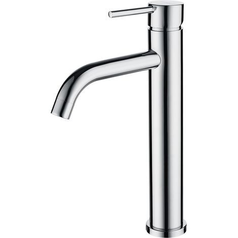 BOED Robinet salle bain Mitigeur Lavabo salle de bain haut vasque à poser avec bec hauteur 186mm Chaud Froid Brillant Chromé (1/5)