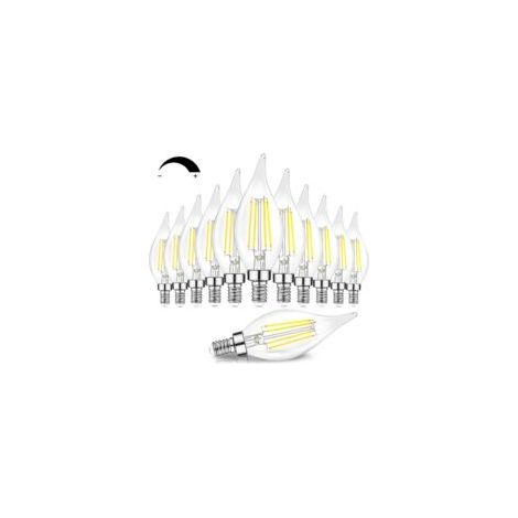 Dimmable E14 chandelier Ampoule LED équivalent à 60 watts incandescent 4000k lumière du jour blanc clair filament suspension ampoule 4w Vintage ventilateur de plafond ampoule avec pointe de flamme
