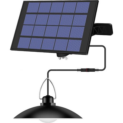Lampe suspendue à énergie solaire avec panneau réglable, capteur d'éclairage marche/arrêt automatique, lampe suspendue résistante à l'eau IP65 pour jardin extérieur/intérieur, patio, rangement de cour (1/5)